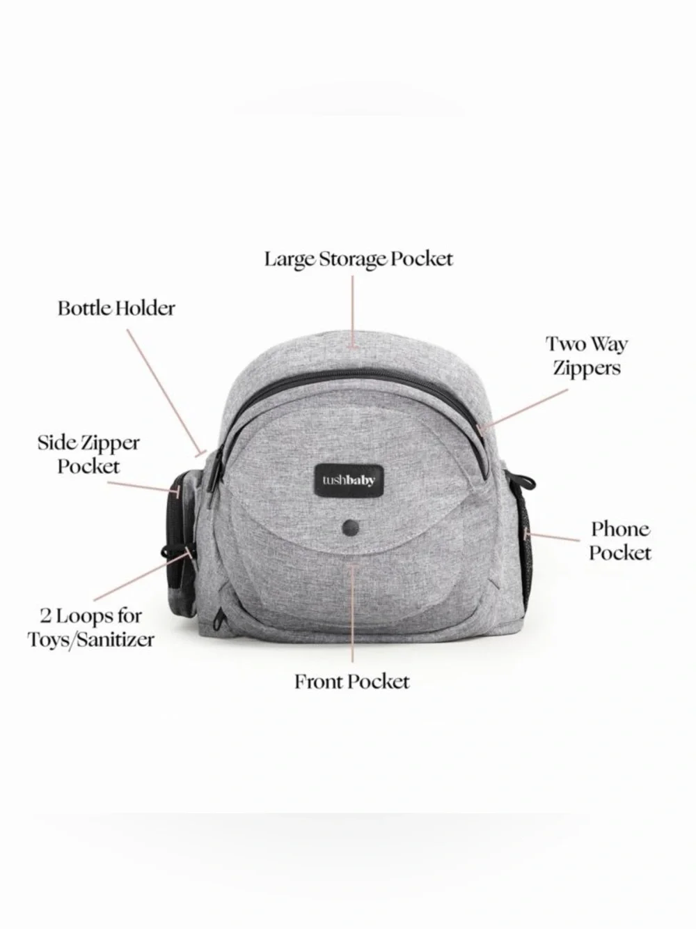 The Tushbaby™ Hip Carrier Grey